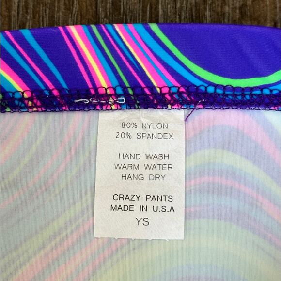 Crazy Pants Neon Swirl Spandex Cheer Athletic Shorts Youth Small EUC - Picture 4 of 4